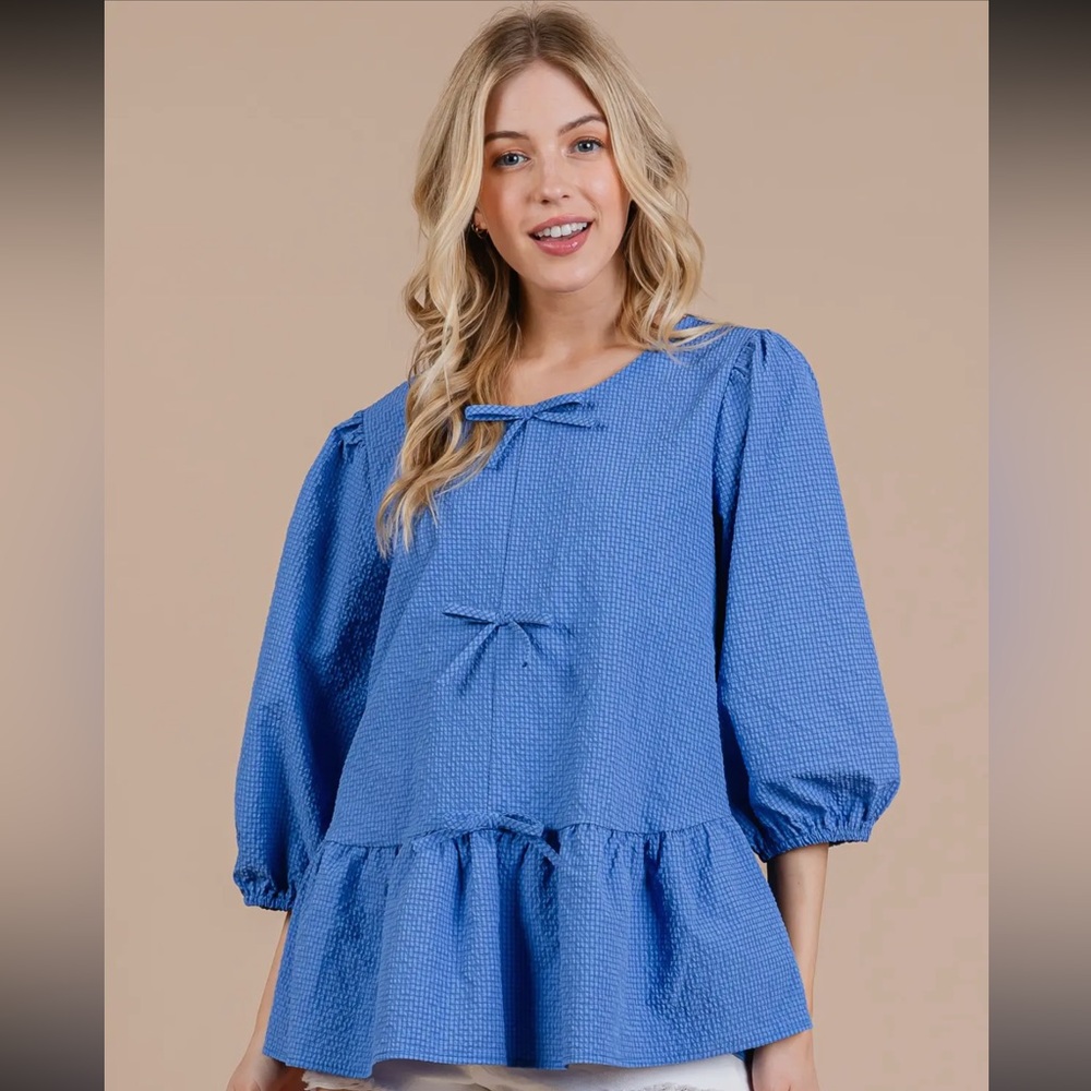 Boho Textured Ruffle Blouse - Picture 3 of 6